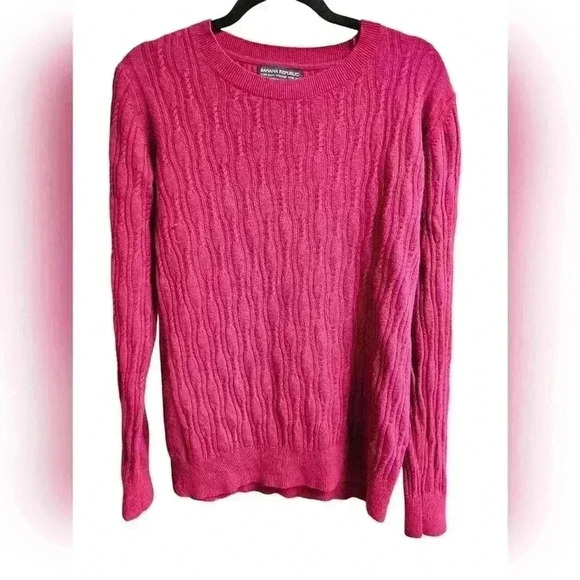 Banana Republic Filpucci Sweater Cable Knit Wool Cashmere Blend Size XL Maroon - Picture 1 of 9